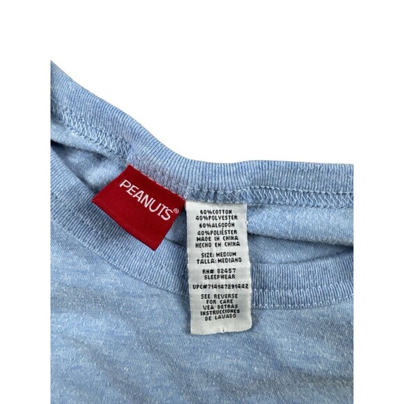 Peanuts Snoopy & Charlie Brown Happy Holidays Sleep Shirt Blue Medium Christmas - Picture 4 of 6